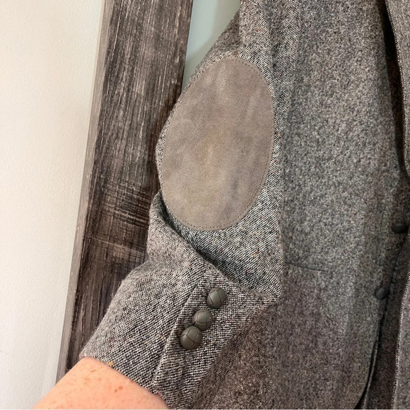 Vintage Stafford Men’s 42L Brown Tweed Sports Coat 100% Virgin Wool Elbow Patch - Picture 4 of 15